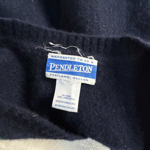 Vintage Pendleton Women’s Wool Sweater Vest Blue Argyle Button Front V-Neck - Picture 3 of 7